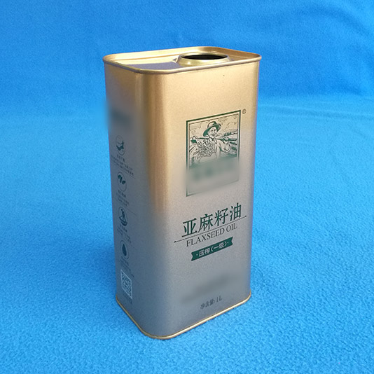 内蒙古1L方形亚麻籽油铁罐包装