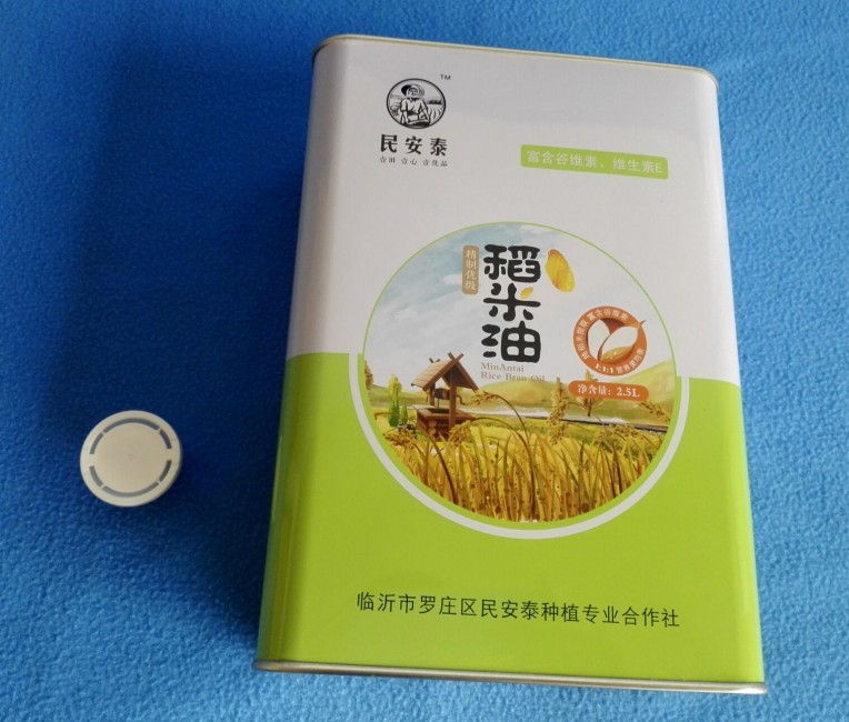 2.5L精制优级稻米油铁桶 稻米油马口铁罐定制