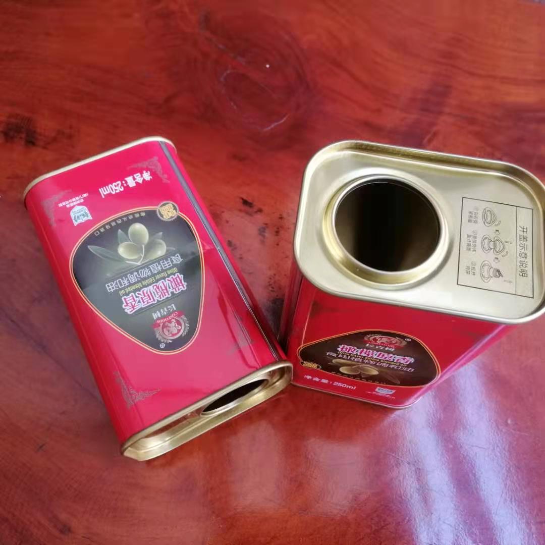 250ML方形橄榄油铁罐 橄榄原香食用植物油铁瓶定制